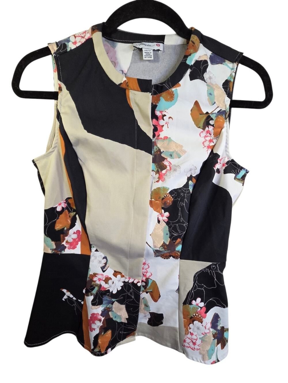 3.1 Phillip Lim x Target Sleeveless Zip Top Size X Small Abstract Floral Peplum